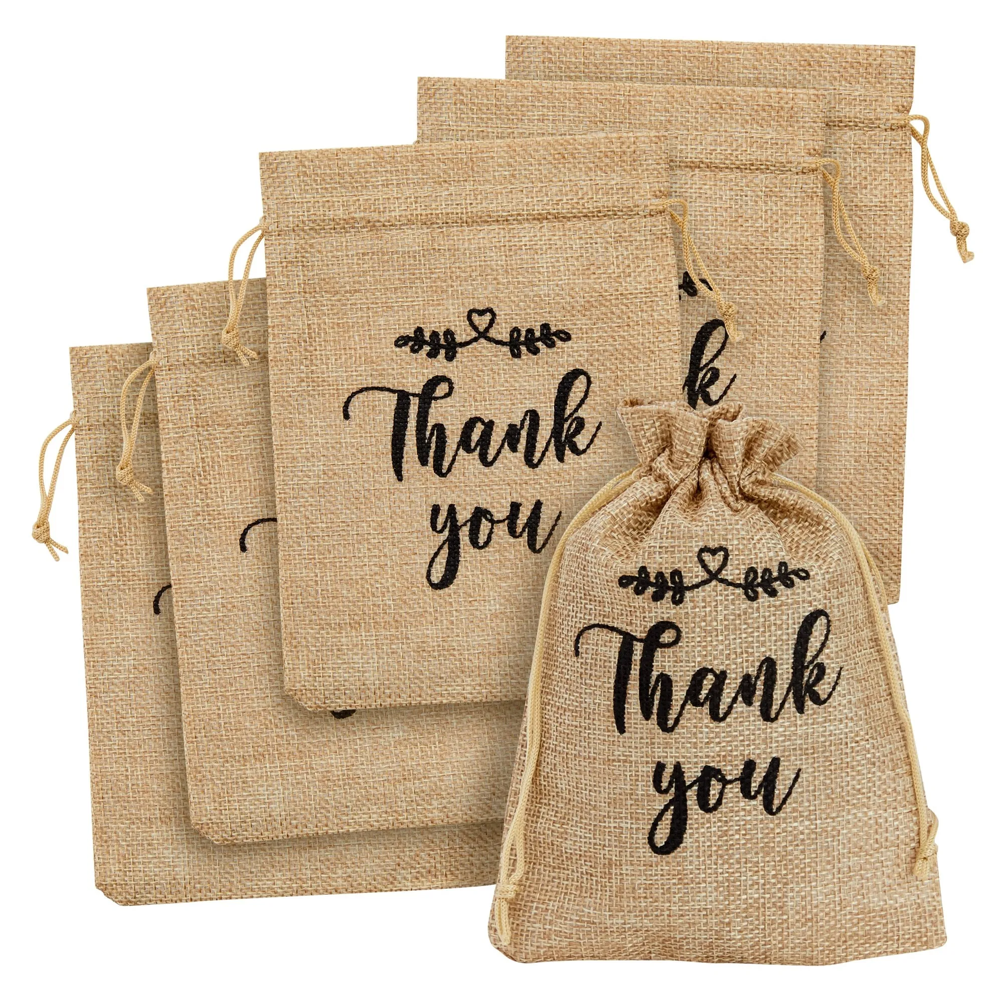 30 Pack Small Burlap Bags with Drawstring for Wedding Favors, Jewelry, Thank You Gift Bag (5x7 In)