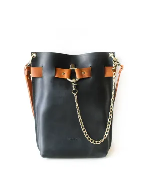 Black w/Brown Leather Bag - "Ring Belt Edition"