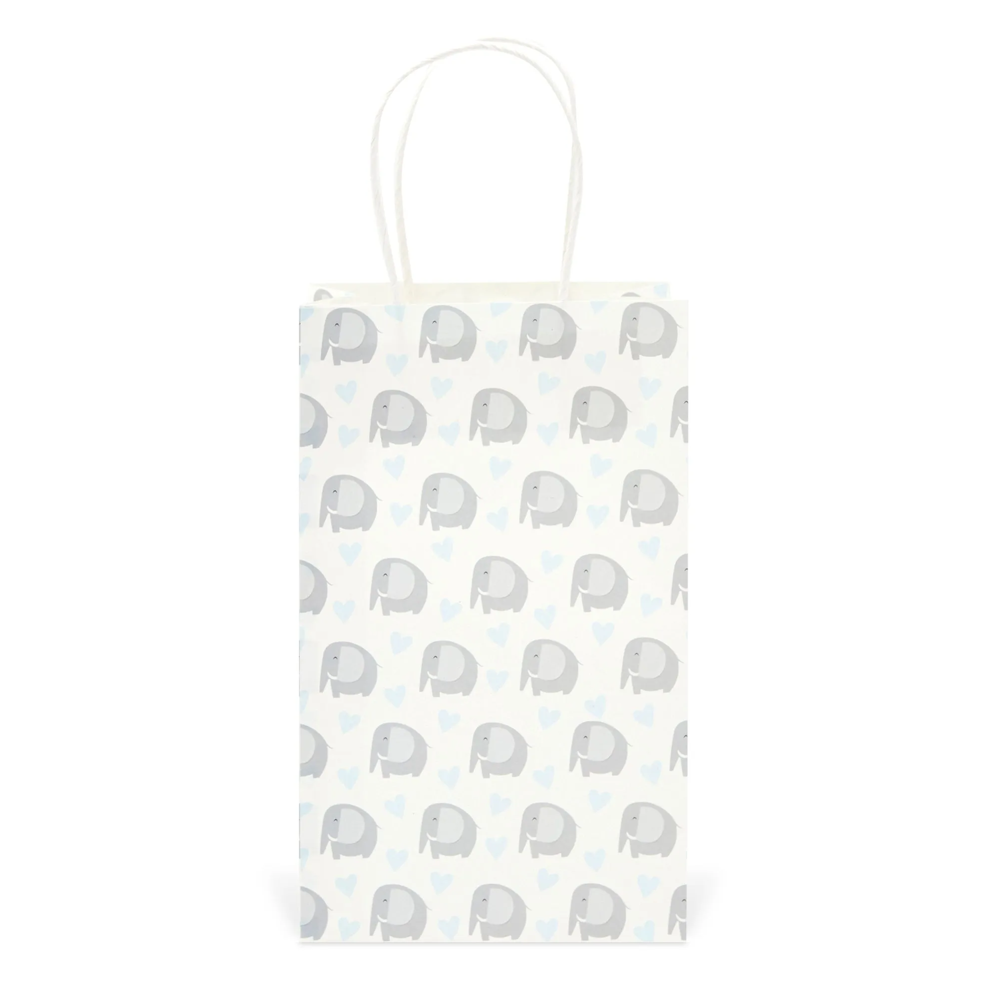 Blue Elephant Party Favor Gift Bags with Handles for Boy Baby Shower (24 Pack)