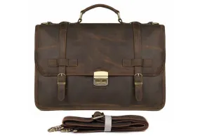 Brown Mens Large Leather Travel Laptop Bags Briefcase