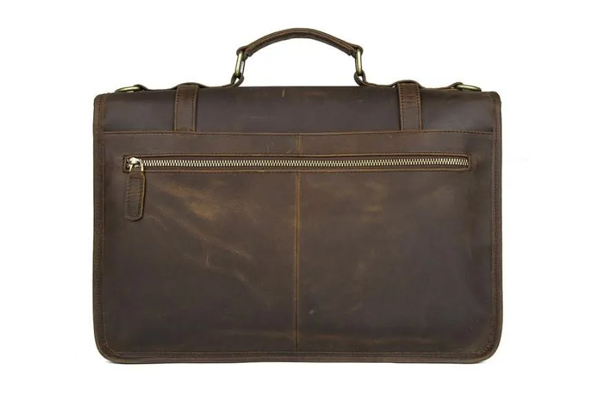 Brown Mens Large Leather Travel Laptop Bags Briefcase