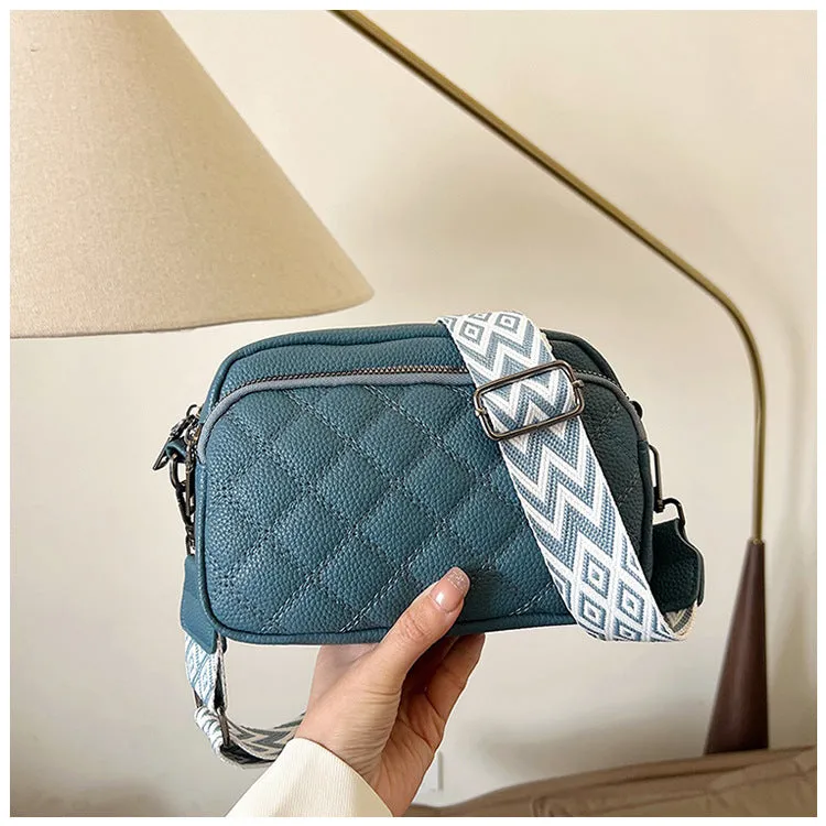 Chic All-Match Diamond Pattern PU Leather Shoulder Messenger Bag