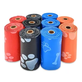 Dog Poop Bags for Waste Refuse Cleanup, Doggy Roll Replacements for Outdoor Puppy Walking and Travel, Thick Plastic Mixed Colors