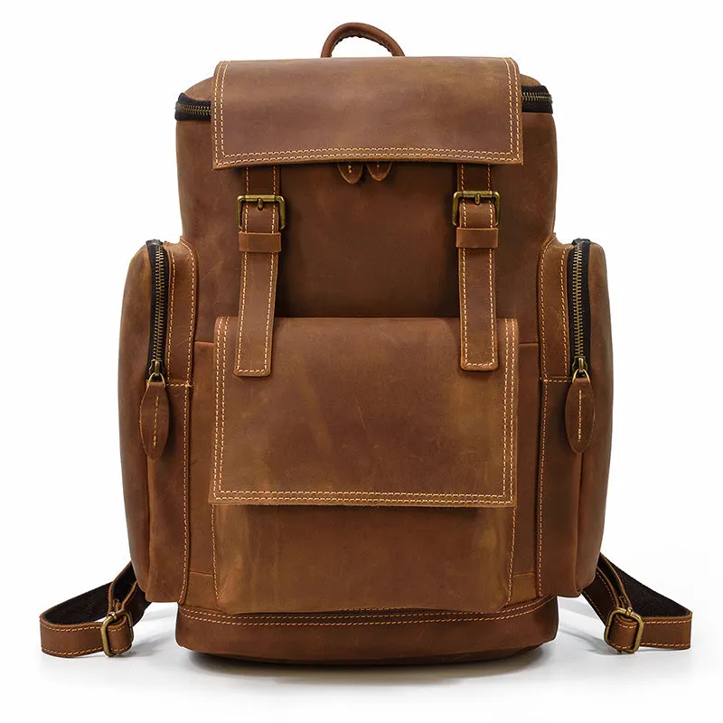 Handmade Leather Backpack Large Travel Backpack Men Backpacks