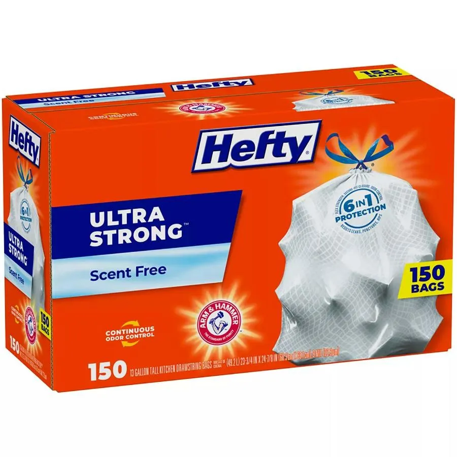 Hefty Ultra Strong 13-Gallon Kitchen Drawstring Trash Bags - 150 Ct