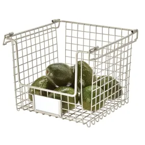 iDesign Classico Stackable Storage Basket with Handles, Matte Satin