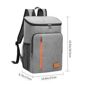 Insulated Cooler Backpack- Stylish Portable Fresh-keeping Picnic Outdoor Backpack and Travel Bag 18L (Gray)