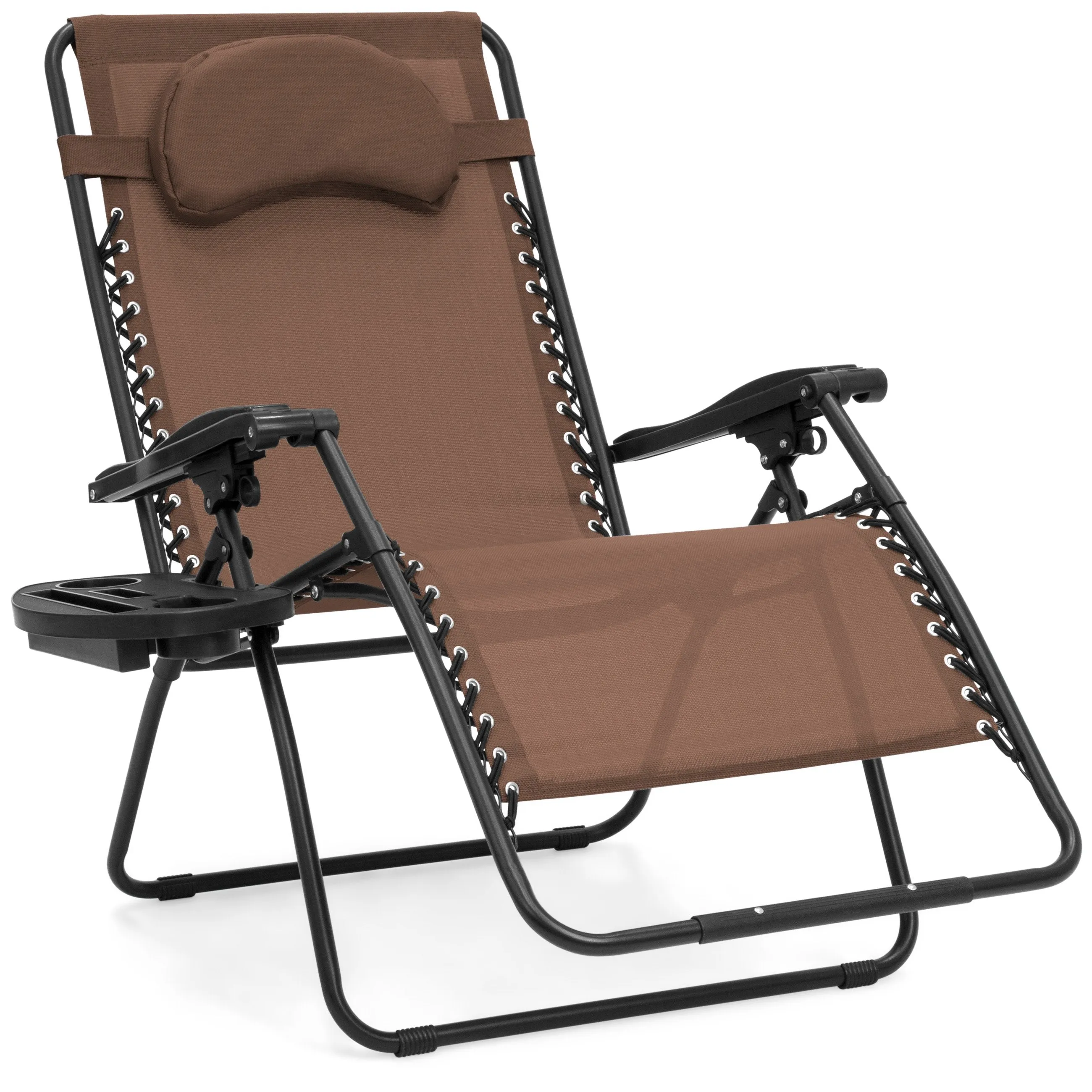 Outdoor Oversized Zero Gravity Chair Furniture w/ Cup Holder, Pillow