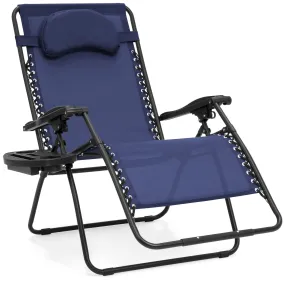 Outdoor Oversized Zero Gravity Chair Furniture w/ Cup Holder, Pillow