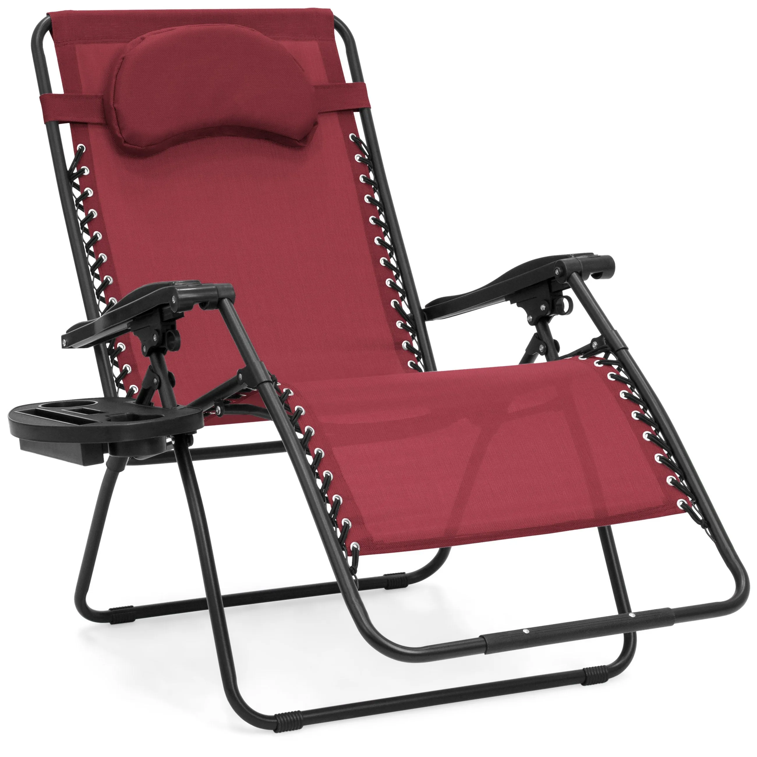 Outdoor Oversized Zero Gravity Chair Furniture w/ Cup Holder, Pillow