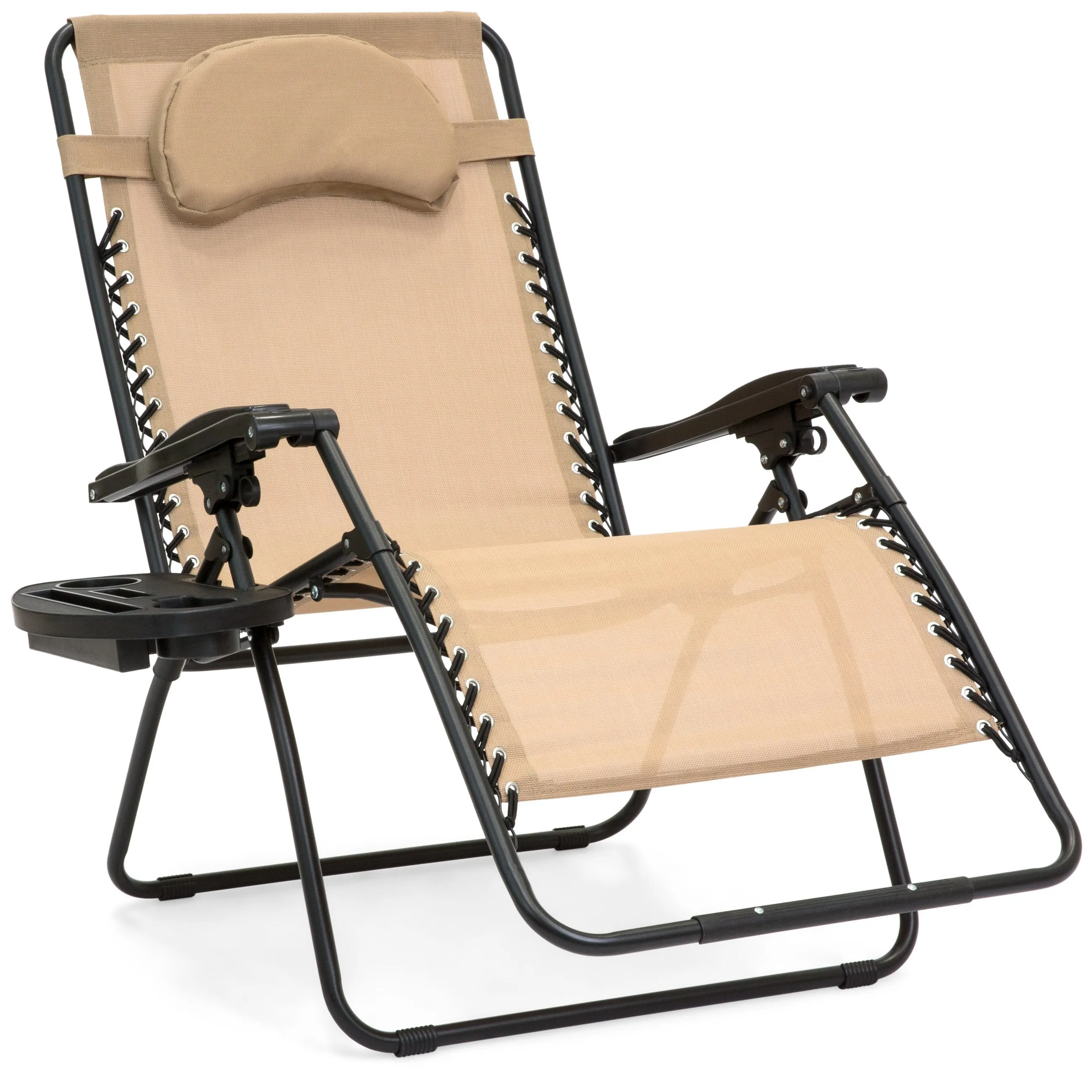 Outdoor Oversized Zero Gravity Chair Furniture w/ Cup Holder, Pillow