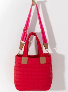 Shiraleah Ezra Quilted Nylon Tote, Red