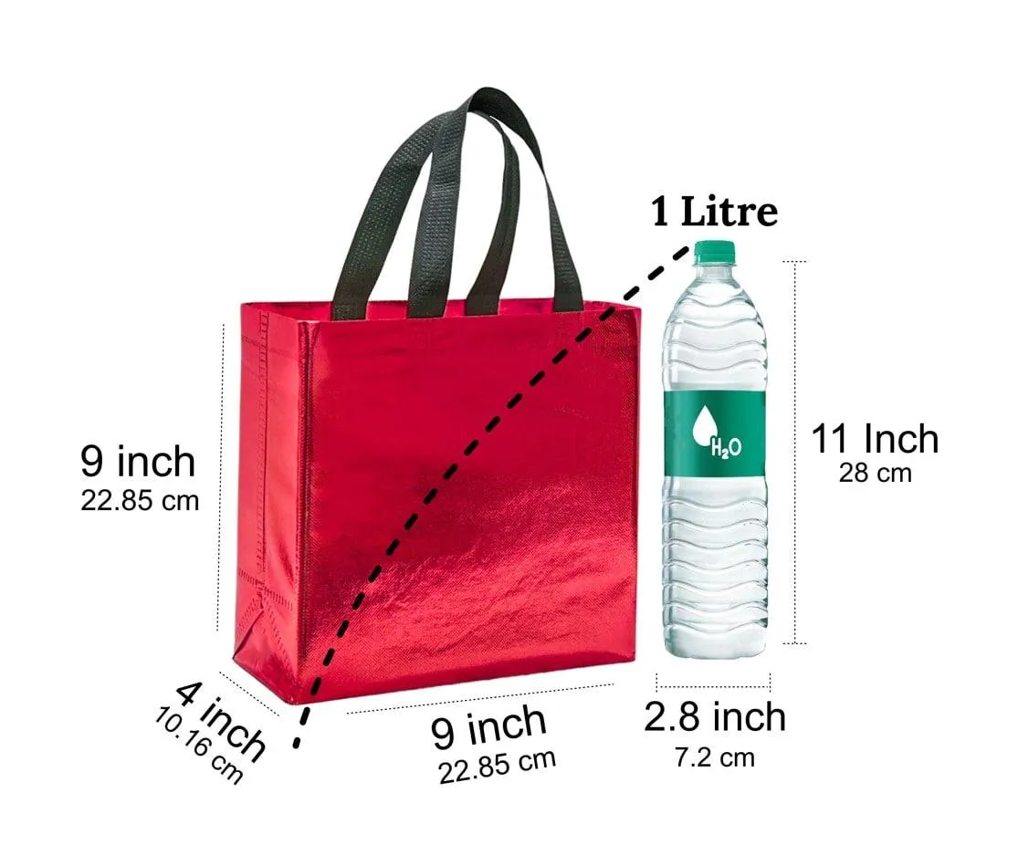 Shopping Bag | Carry Bag for Return Gifts | Non-Woven Gift Bags | Tote Bags (Pack of 10 Pcs) | 9" Inch Small