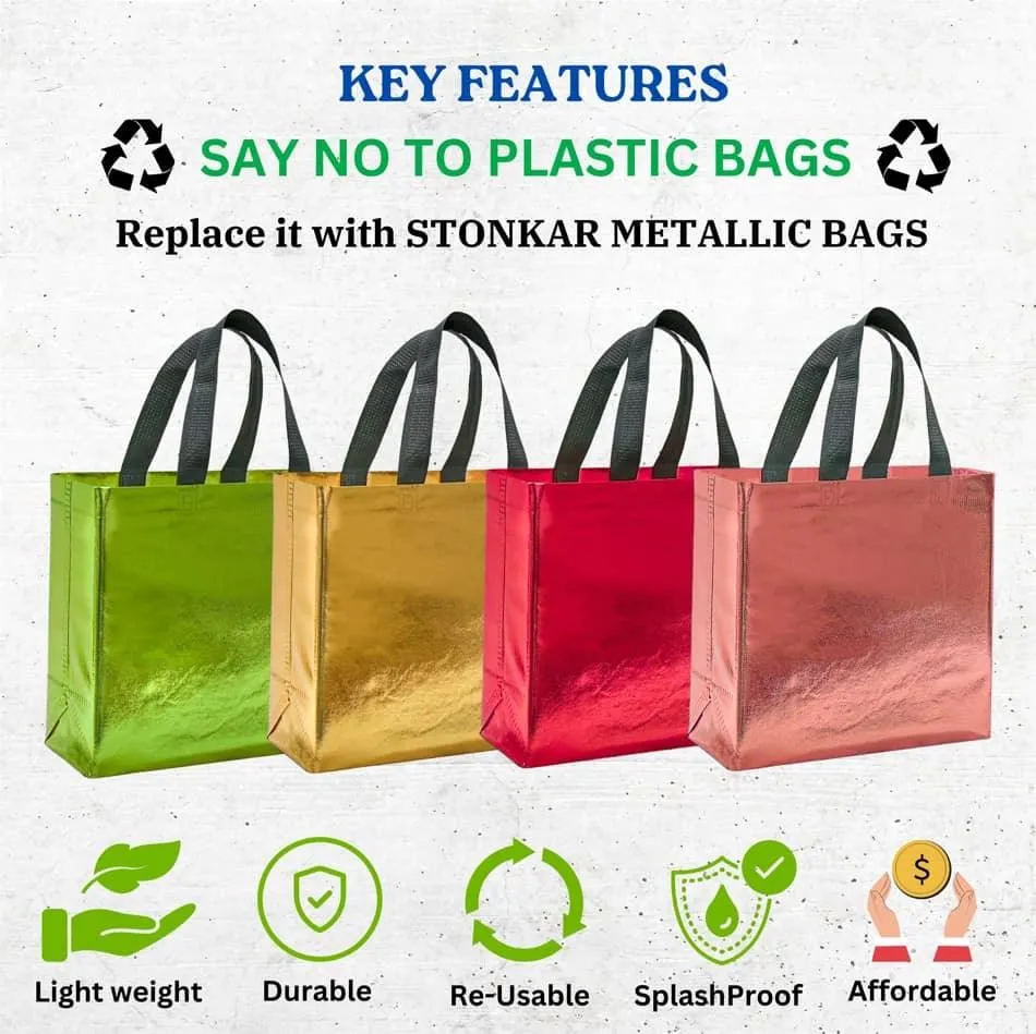 Shopping Bag | Carry Bag for Return Gifts | Non-Woven Gift Bags | Tote Bags (Pack of 10 Pcs) | 9" Inch Small