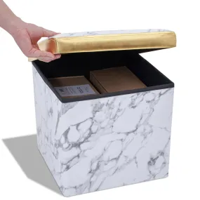 Storage Stool Marble - Elegant Marble Gold, 149x149x2 Inches - Space