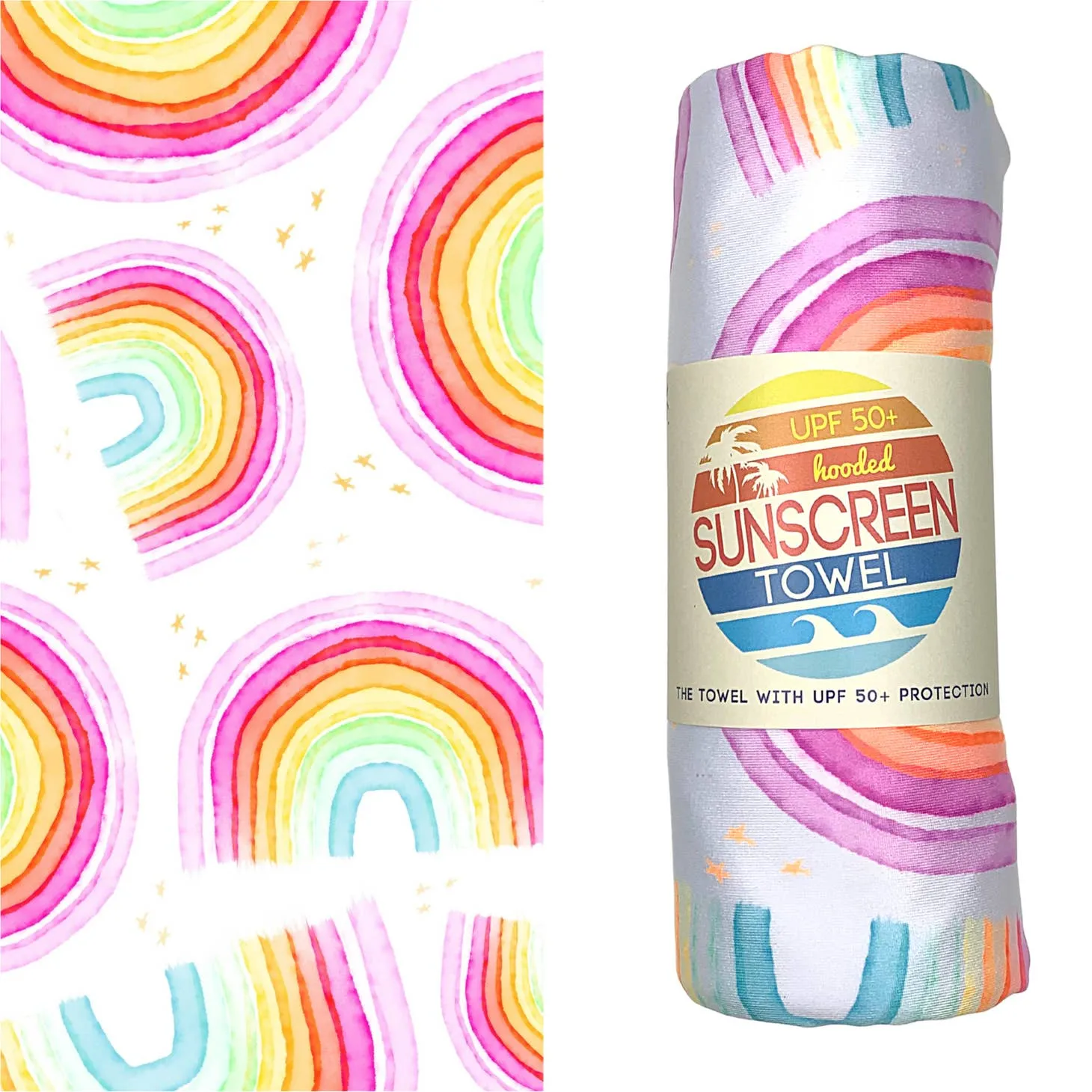 UPF 50  Sunscreen Towel : Rainbows