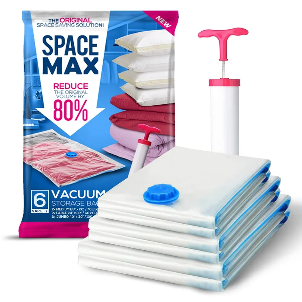 Variety 6 Pack   Reusable Vacuum Storage Bags, Save 80% More Storage