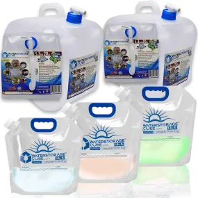 WaterStorageCube - Collapsible Water Container Bundle (2) 5.3-Gal Cubes   (3) 1.3-Gal Bags