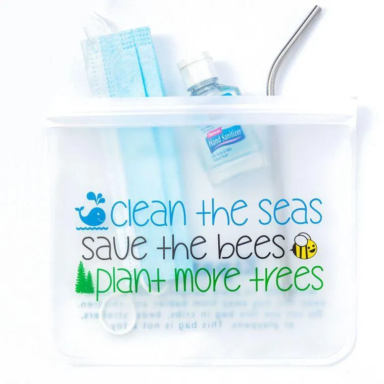 Ziparoos Reusable 2-Piece XL Sandwich (Quart) Storage Bag Set- Seas, Bees and Trees